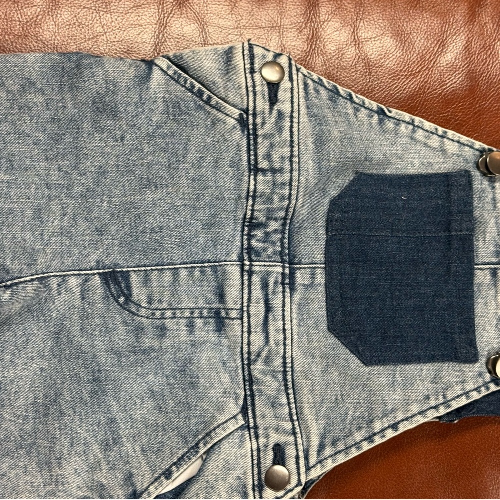 Wonder Nation Kids Light Wash Denim Overalls with Dark Pocket Accent